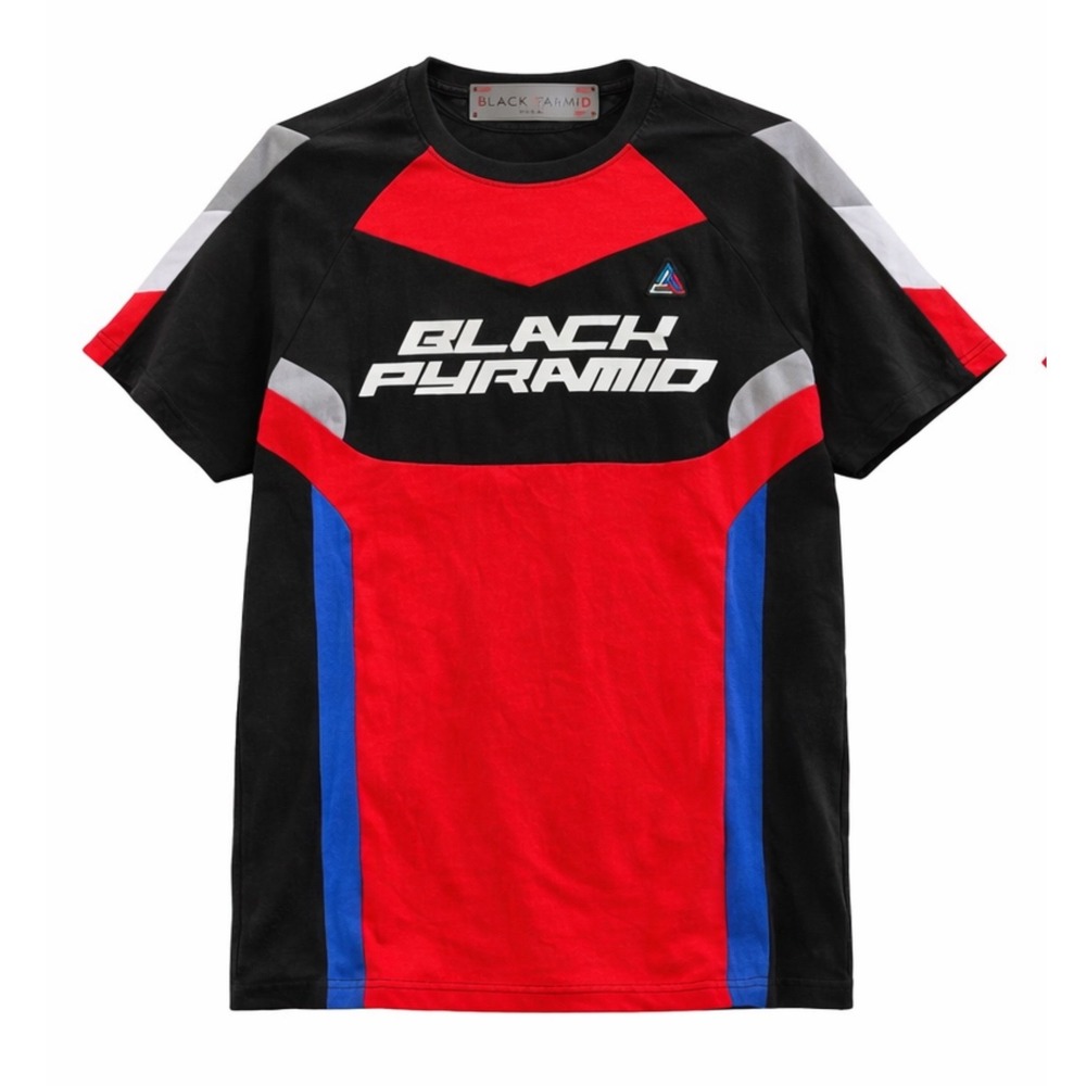 Black Pyramid Mens Colorblock Logo T-Shirt Red‎ Black Blue Large Streetwear